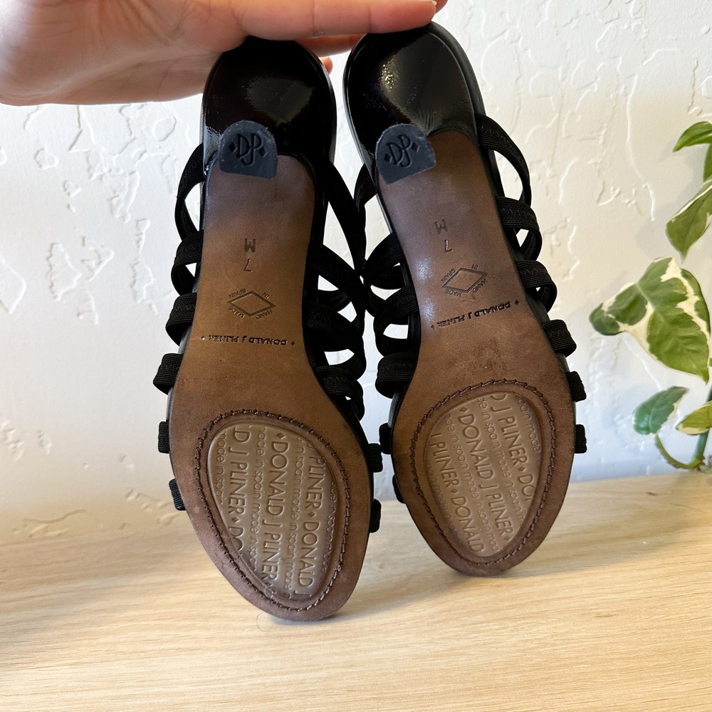 Donald J‎ Pliner | Y2K Vintage Strappy Stretch Kitten Heel Sandals Size 7 Black - Picture 4 of 6